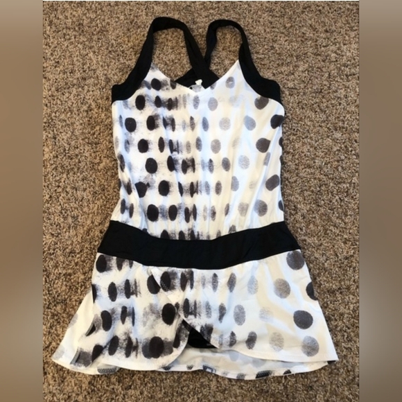 Rare Lululemon Polka Dot Athletic Dress Run For Your Money Runsie Dress Size 8 - Picture 2 of 6